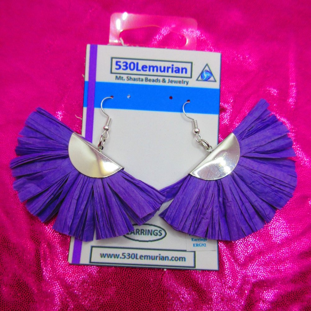 Purple Paper Fan Earrings